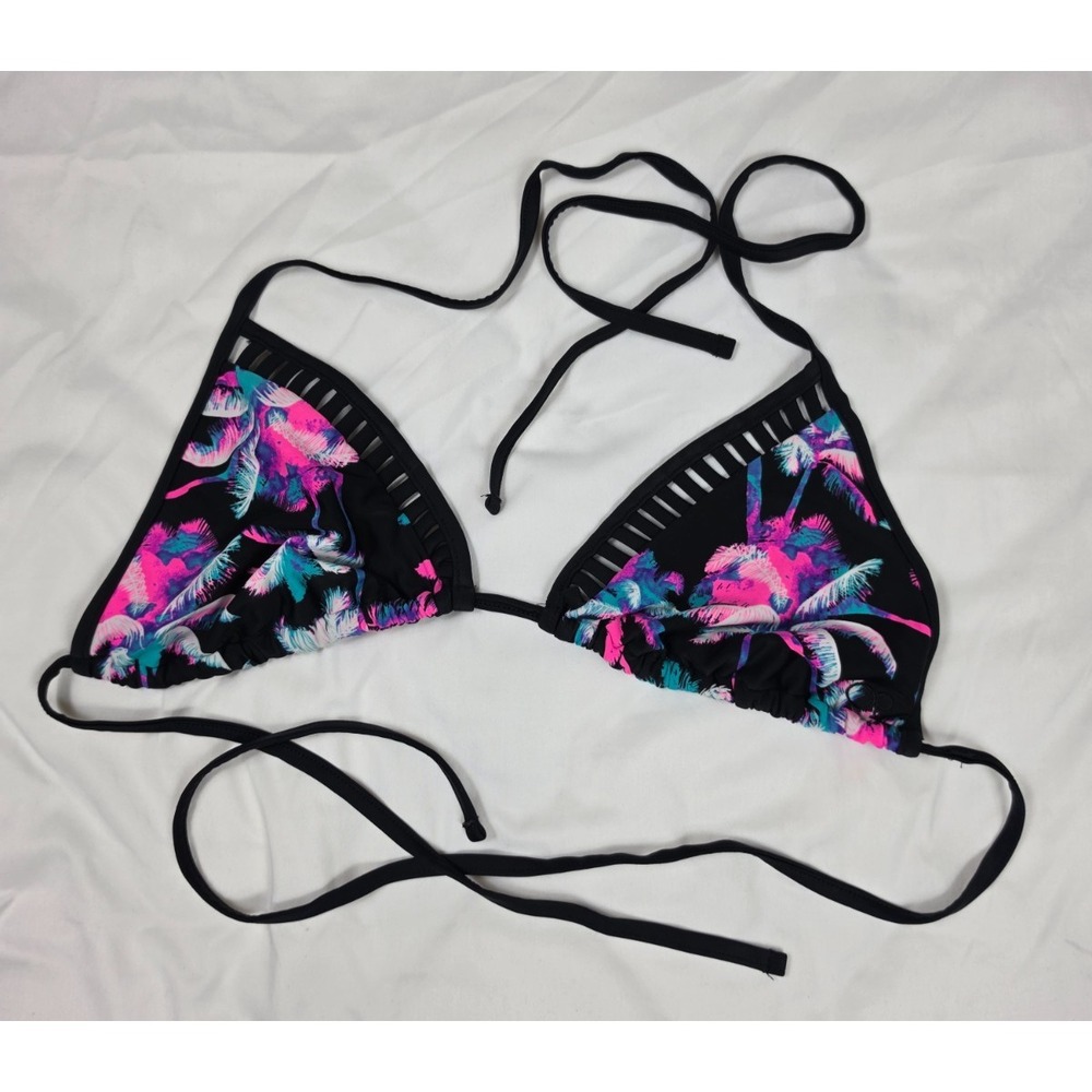 OP Ocean Pacific Bikini Top XL 16-18 Neon Palm Tree Cutout Y2K Tropical